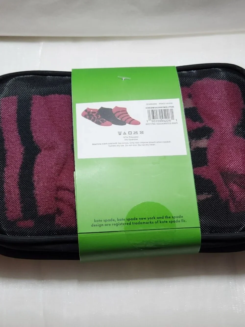 Kate Spade pack of three low cut socks in mesh bag NIP